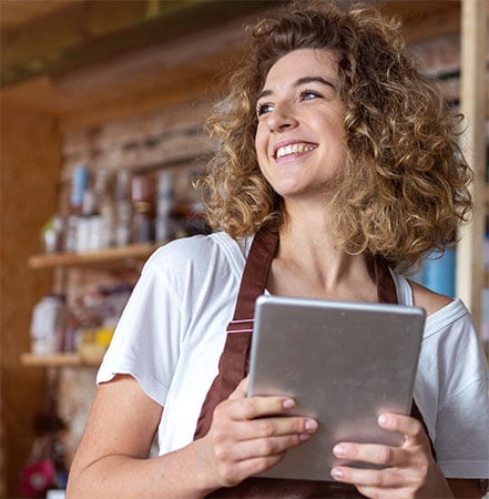 Person holding tablet